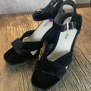 Black Velvet Stack Heel